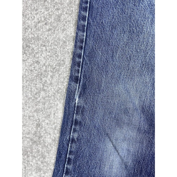 Vintage Silver Button Fly Distressed Bootcut Jeans Mens Size 32x28 Blue Denim - Picture 9 of 16